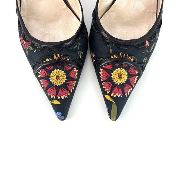Vintage Dior SS 2002 Floral Print Bow Detail Pointed Toe High Heel Pumps 40.5 - Picture 5 of 7